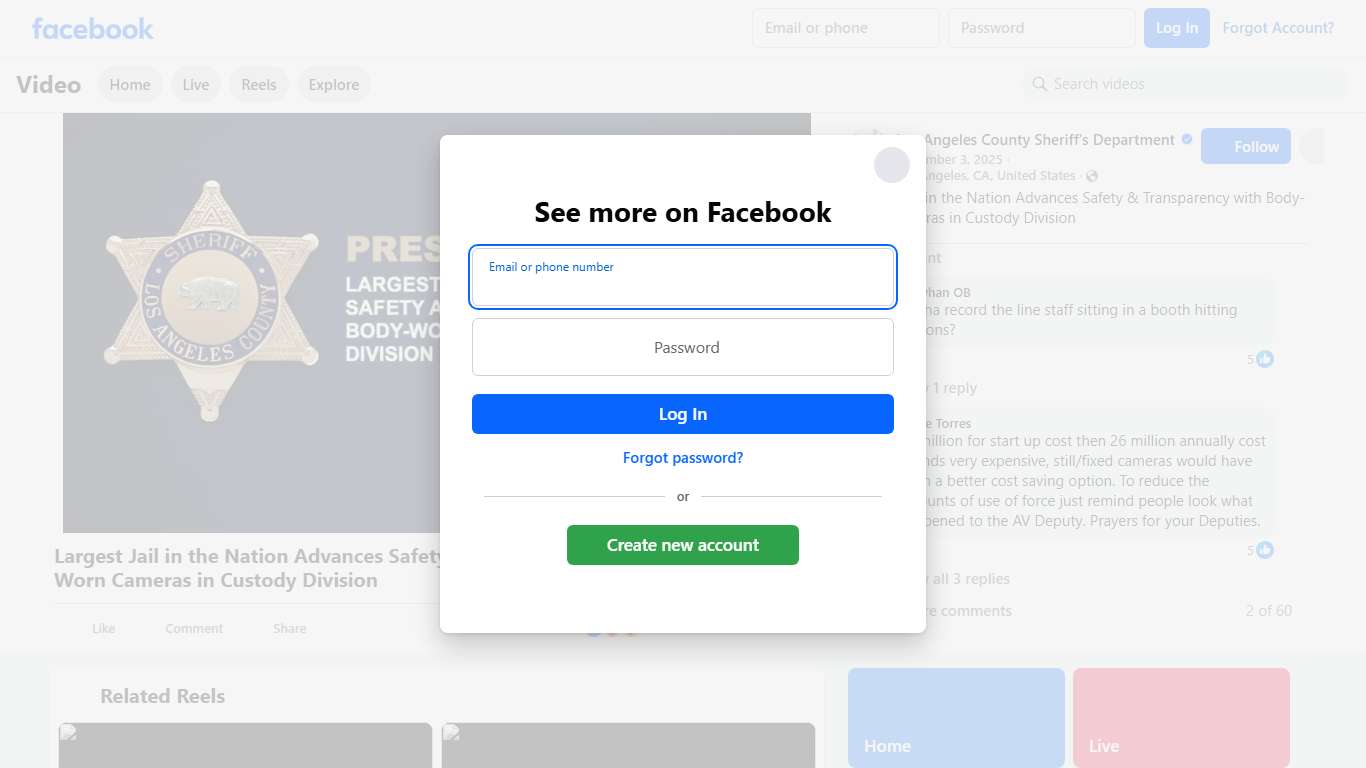Largest Jail in the Nation Advances Safety & Transparency with Body-Worn Cameras in Custody Division Los Angeles County Sheriff's Department Facebook